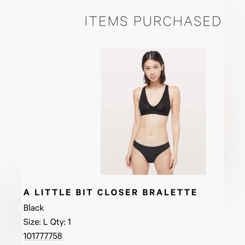 Lululemon A Little Bit Closer Bralette Black Large - Picture 5 of 5
